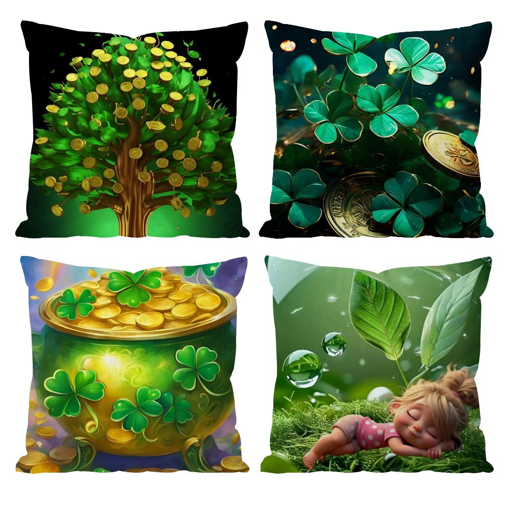 St. Patrick's Day, Ireland Cushion Cover Pattern Printed Pillowcase for Living Room Sofa Cushion Cover & Bedroom Decor