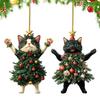 2 st 2D Akryl Katt Prydnader för Julgran Katt Hänge Prydnader Bilspegel Hängande 2025 Jul Navidad Festartiklar