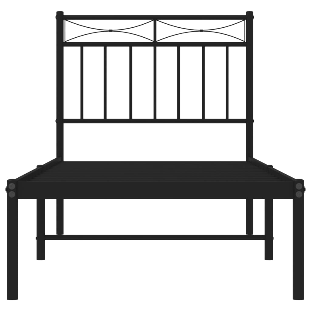 Vidaxl Metal Bed Frame with Headboard, Black, 80X200 Cm