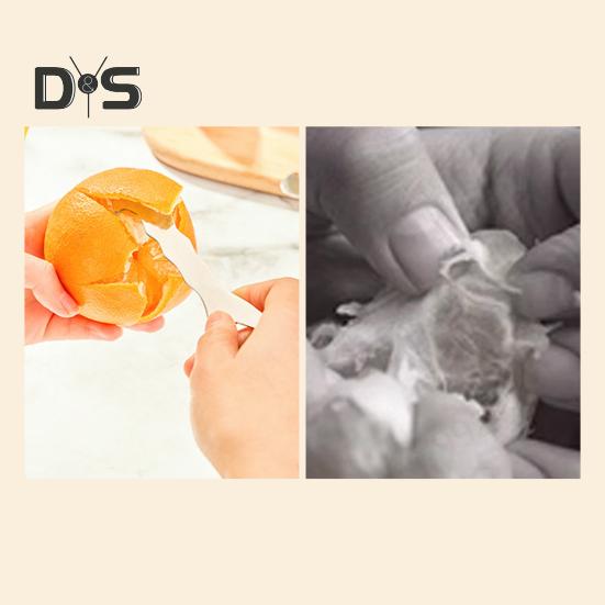 Orangenschäler, leicht zu schälen, Zitrusschäler, Edelstahl, dreieckige Klinge, Zickzack-Schaufel, Schälgerät für Orangen, Zitronen, Grapefruits