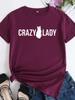 Crazy Lady Cat Print Women T Shirt Short Sleeve O Neck Loose Women Tshirt Ladies Tee Shirt Tops Camisetas Mujer