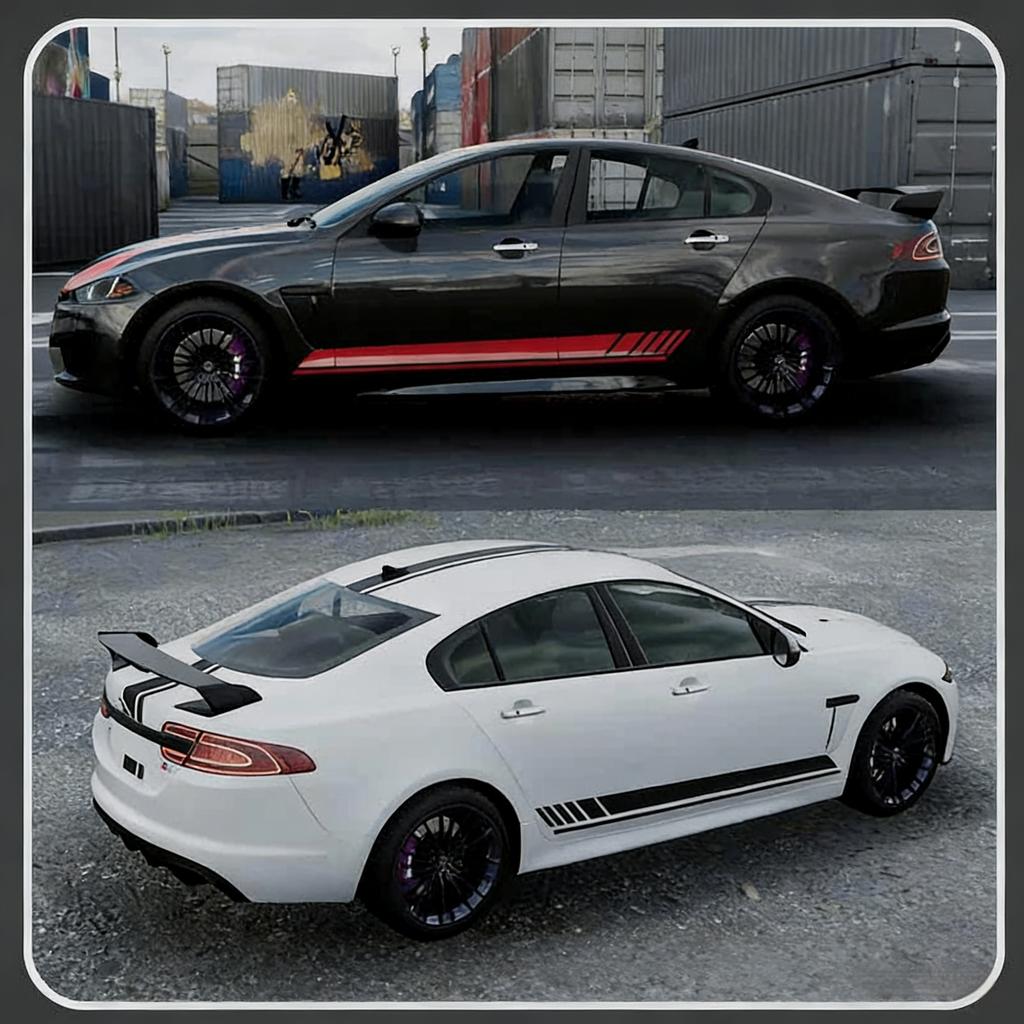 For Jaguar XEL XF XFL F-PACE Body Side Decal Sticker Kit, Exterior Racing Stripe Vinyl Wrap, Protective Film for Fender & Side S NN94