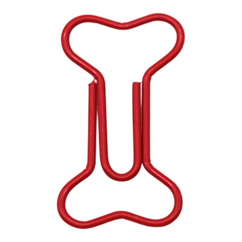 

100pcs Metallic Dog Bone Clips Office Stationery Colorful Paper Clips Practical Document Organizers for Students Offices червоний