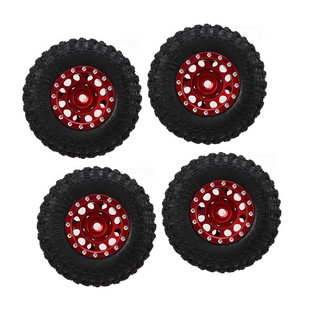 4pcs RC Tire and Wheels Set Aluminum Alloy Rims Hub Rubber Tires for Axial SCX24 1 24 RC Car