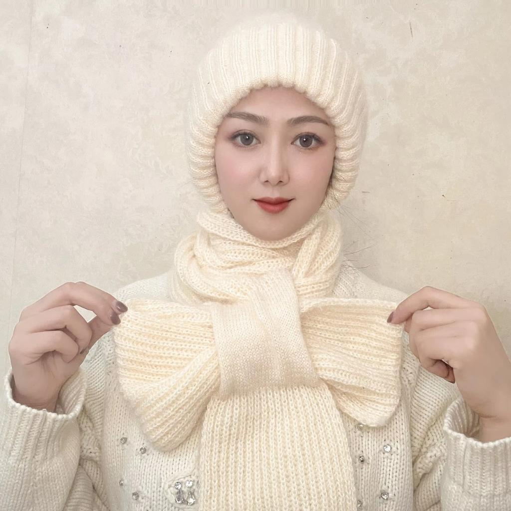 Windproof Thermal Ear Flap Hat with Detachable Scarf Winter Warm Fleece Lined Trapper Cap for Women Outdoor Snow Sports