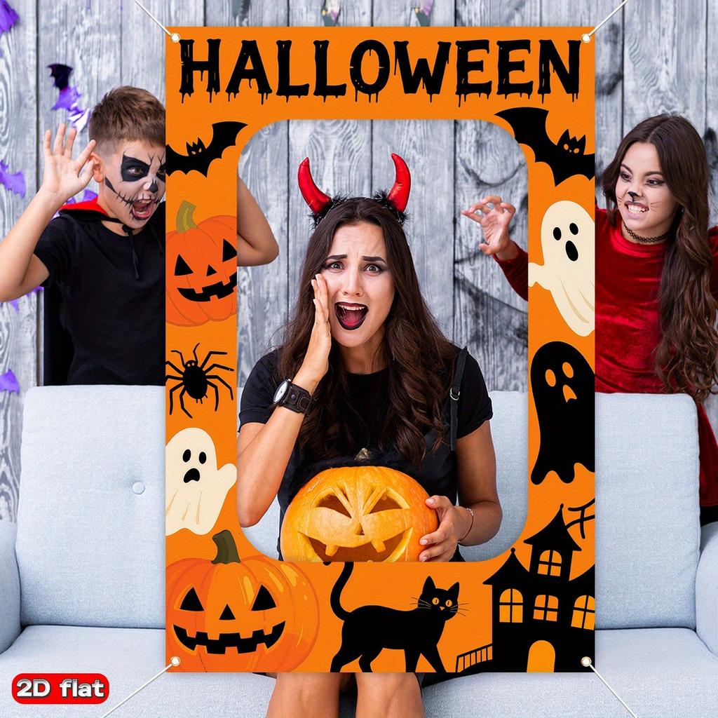 Buon Halloween Banner Telaio Photo Booth Vuoto Zucca Fantasma Pipistrello Ragno Decorazione Festa Interno Esterno Giardino Sfondo Materiale