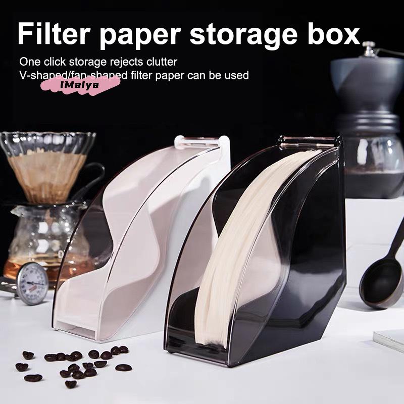 100Pcs Coffee Filter Paper Box V01 V02 V60 Compatible Coffee Maker Filter No Bleach Anti Dust Acrylic Storage Case