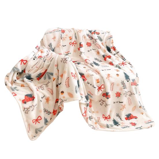Christmas Throw Blanket Flannel Winter Holiday Bed Blanket Warm Fuzzy Plush Blanket Cozy Xmas Tree Stocking