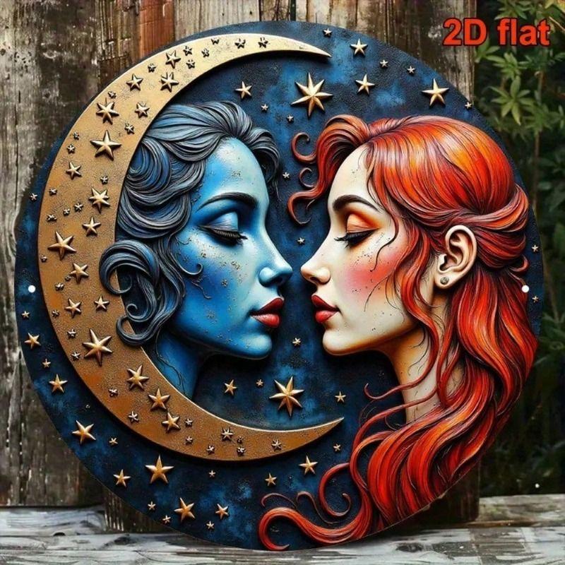 Goddess Moon Retro Aluminum Metal Wall Poster for Living Room