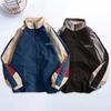 Pánska bunda Farebný blok Voľný Vintage Dlhé rukávy Zapínanie na zips Stojan Golier Vetruodolný Mäkký Streetwear Školský Baseball Kabát Jar Jeseň