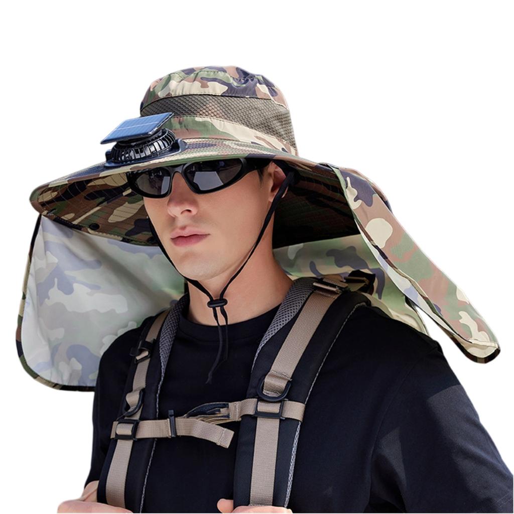 Outdoor Mountaineering Fishing Sun Hat With Large Solar Fan