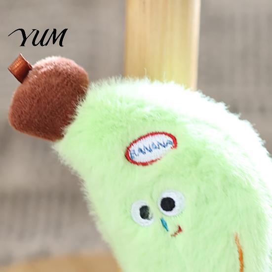 Banana Shape Backpack Accessory Cute Plush Keychain, Soft Stuffed Fruit Pendant Macaron Color Decor with Embroidered Face, Cartoon Bag Charm