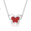 S925 Sterling Silver Inlaid Agate Butterfly Necklace High-end Three-dimensional Versatile Collarbone Chain