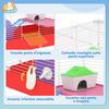 2-Tier Metal and PP Hamster Cage with House, Water Tank and Wheel, 47x30x27 Cm