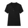 Womens Slim Fit Polo Neck Knit Top Short Sleeve Textured T Shirt Casual 2025