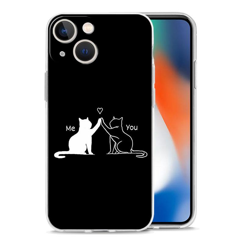 Phone Case For iPhone 17 Cases iPhone Air 16 15 12 13 14 Pro Max 7 8 Plus 16Pro iPhone11 Soft Cover Cat Line Black Cats