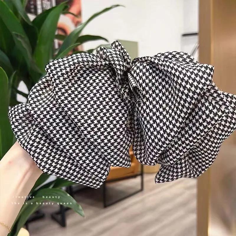 Schachbrettmuster Gitter Großer Schleifen Haarspange Federklemme High-End Sommer Pferdeschwanzspange Frische Süße Kopfbedeckung Kreative Kleidung Accessoires