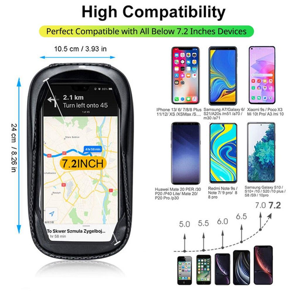 1PC  Bike Bag 2L Frame Front Tube Cycling Bag Bicycle Waterproof Phone Case Holder 7.2Inches Touchscreen Bag Accessorie
