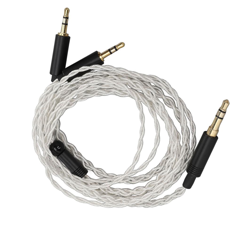 Earphone Cable Replacement Silver Plated Copper 3.5mm To Dual 2.5mm Plug Headphone Sound Wire 1.2m for HE400S HE‑400I