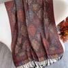 Tassel Blanket Design Thick National Flowers Pashmina Autumn Warm Shawls Wrap Cashmere Scarf for Women Poncho Stoles Scarf