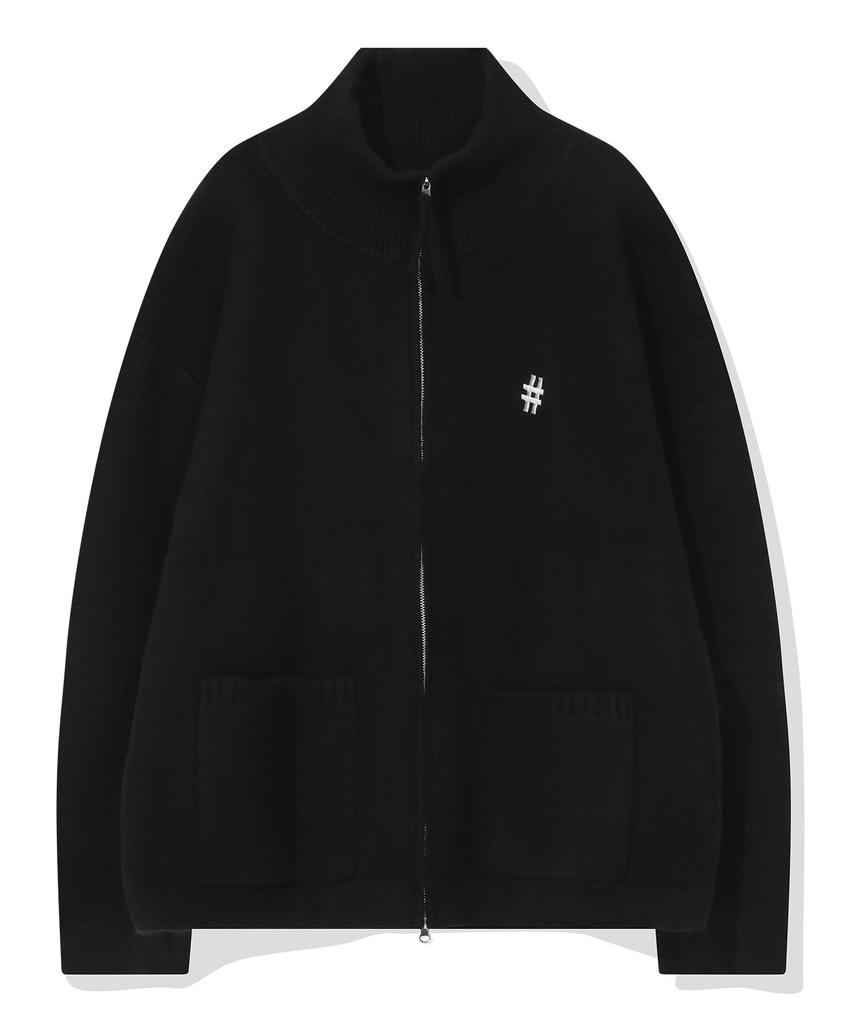 BEENTRILL Essential Turtleneck Two-Way Knit Zip-Up (Black)