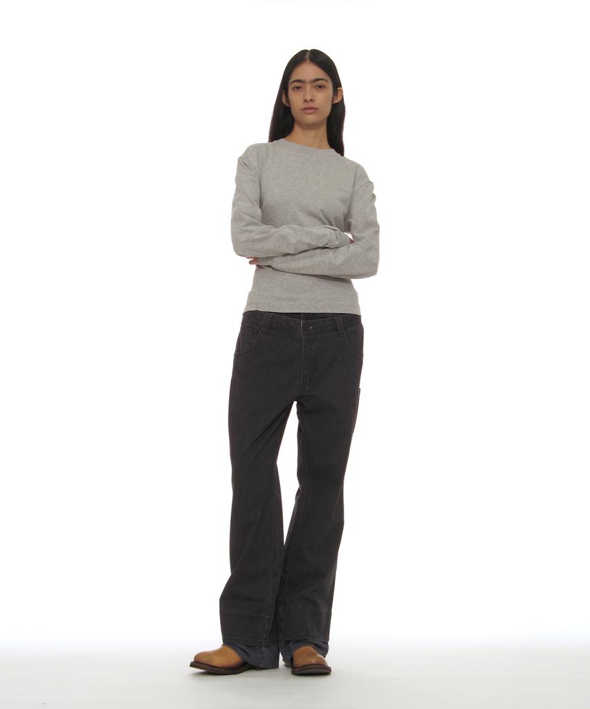 PARTIMENTO WOMEN Layered Sleeve Tie Long Sleeve Top_Melange