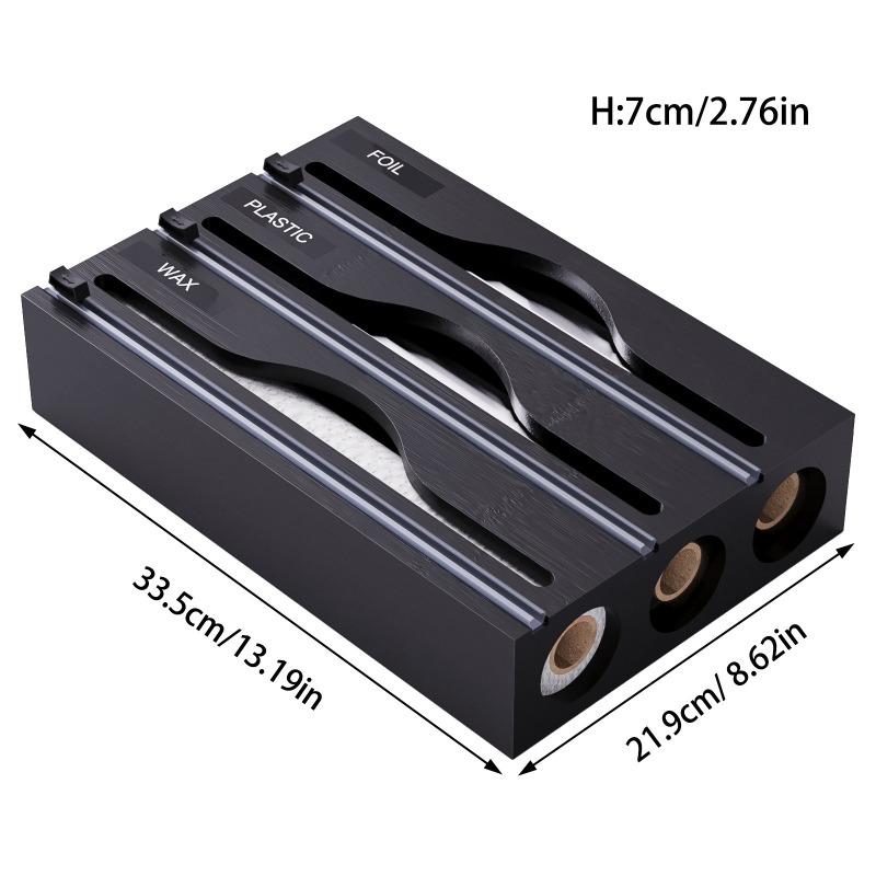 Kitchen Plastic Wrap Cutter Box with Kitchen Paper Holder 3-in-1 Shelf Foil Parchment Bamboo Storage Box