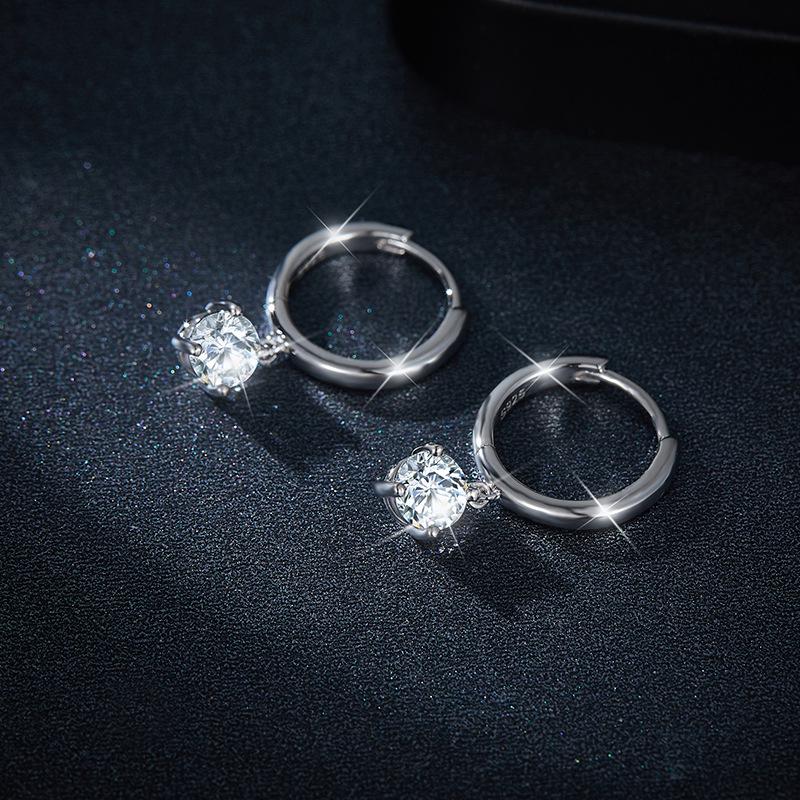 Classic 5.0mm Moissanite Four-Prong Hoop Earrings with Secure Studs