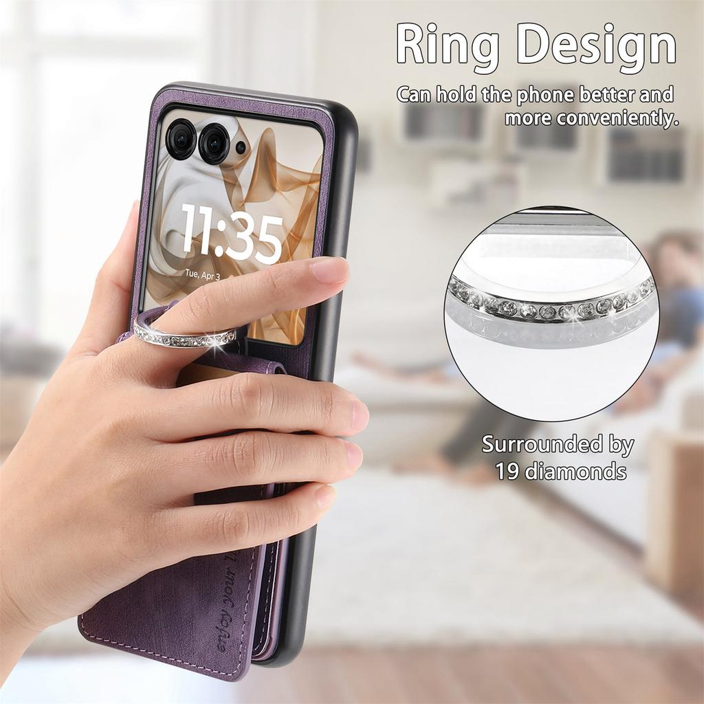 Etui z uchwytem na pierścień i uchwytem na karty Portfel Podpórka Pokrowiec na telefon do Moto Razr 70 60 50 40 Ultra dla Motorola Razr 70 60 50