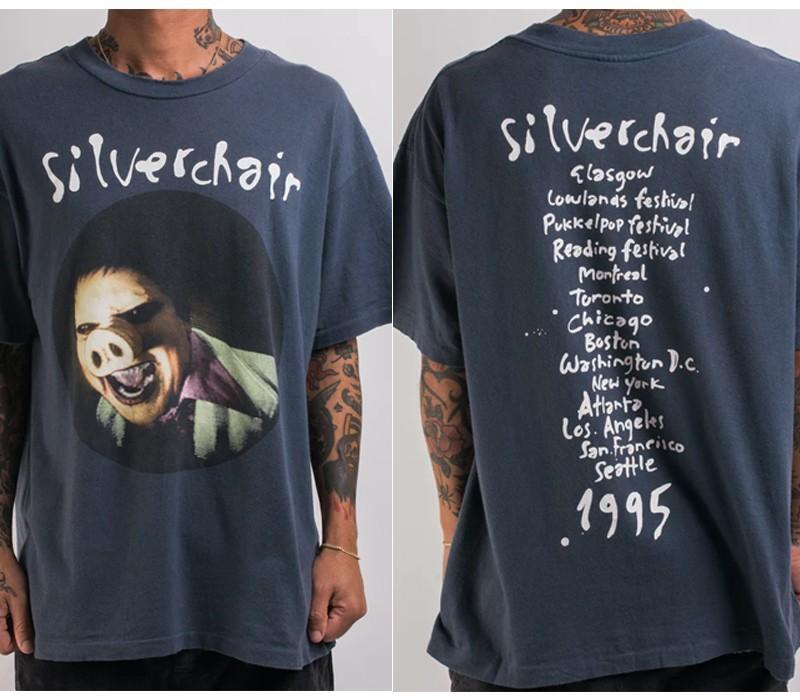 90’s Silverchair Tour Navy Short sleeve TShirt Reprint 2 sided NH10955 Unisex T-Shirt XXXXL