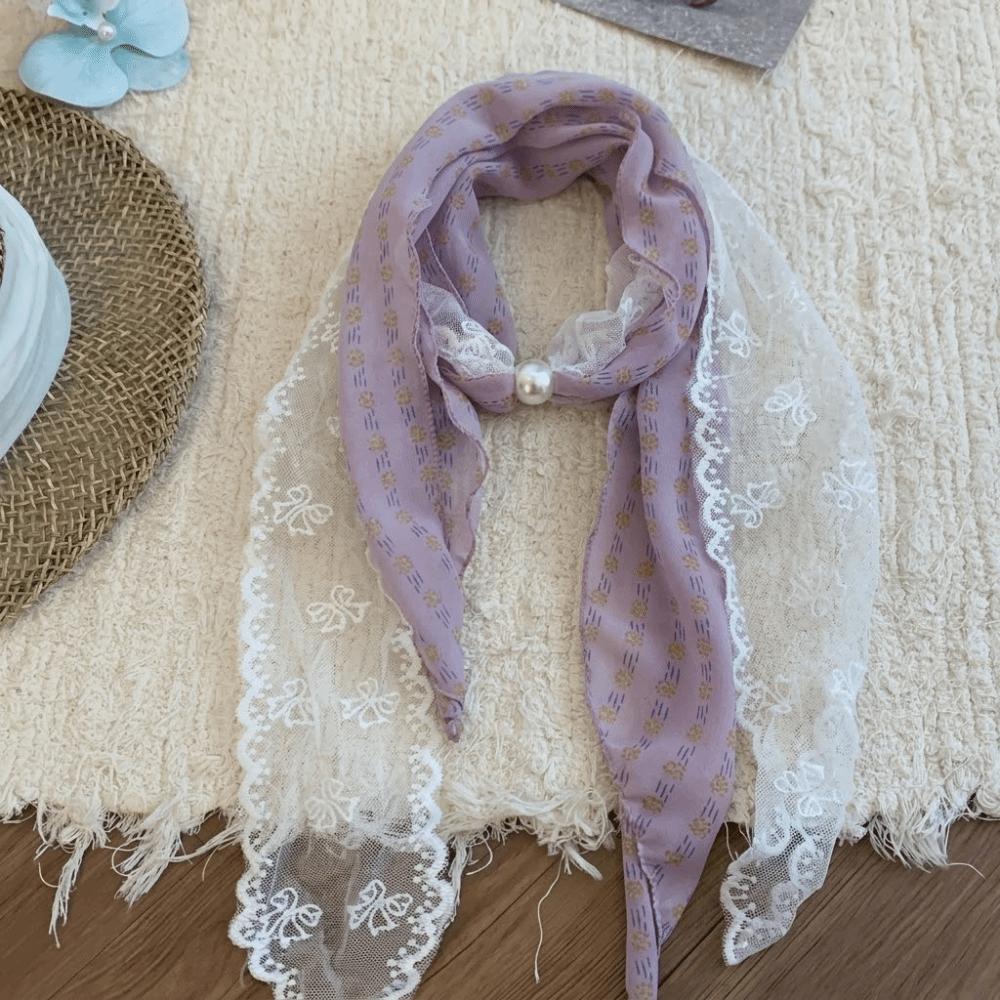 Multifuctional Geometric Pattern Belt Lace Checkered Polka Dot Chiffon Scarf Colorful Design Vintage Skirt Accessories Outdoor фиолетовый