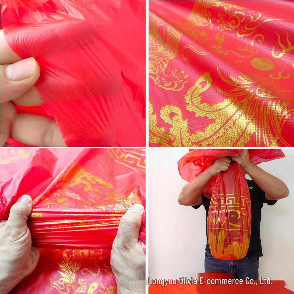 Double Happiness Thickened Disposable Tablecloth - Deep Red for Weddings, Banquets, and New Year Celebrations.