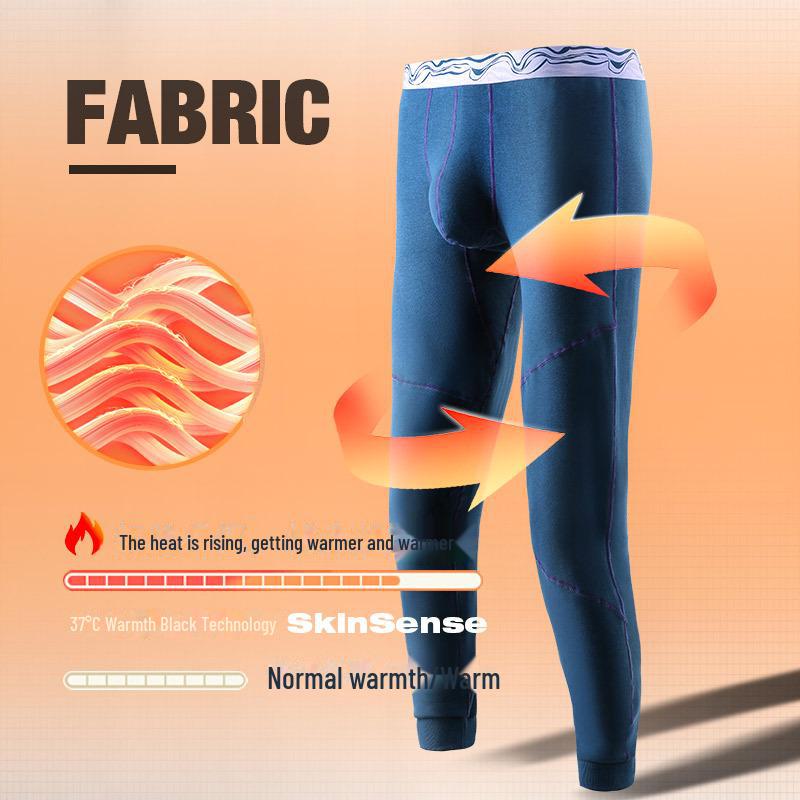 Men's Mid-Waist Thick Fleece-Lined Autumn/Winter Trousers, Close-Fitting Nine-Point Style