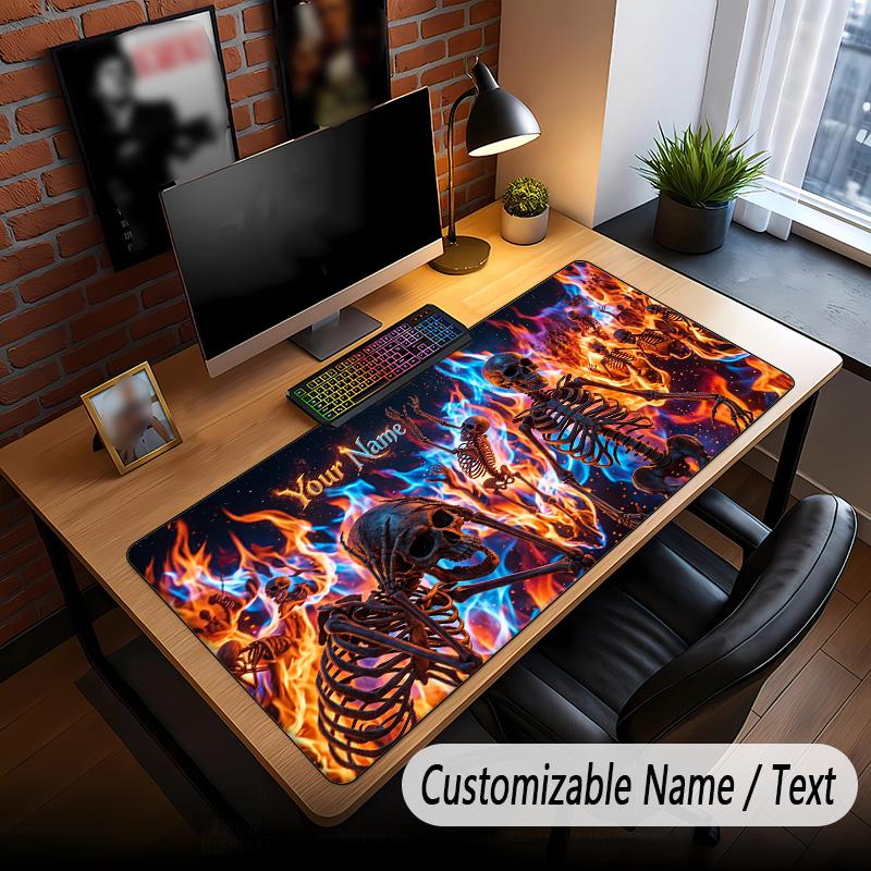 Skull Gothic Theme Custom Mouse Pad Personalized With Name Text Customized Desk Mat For Office Home Decor