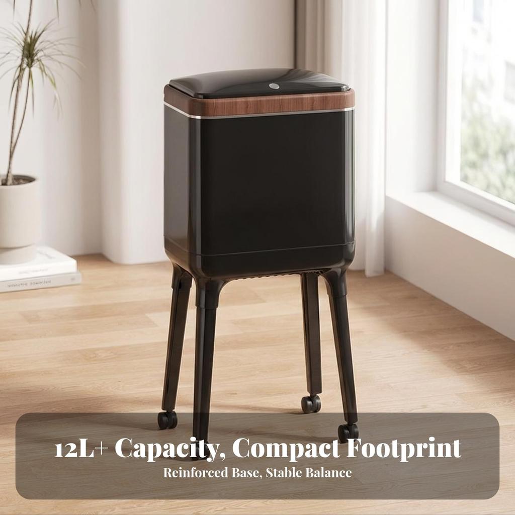Trash Can with Legs and Wheels Slim Space-Saving for Kitchen