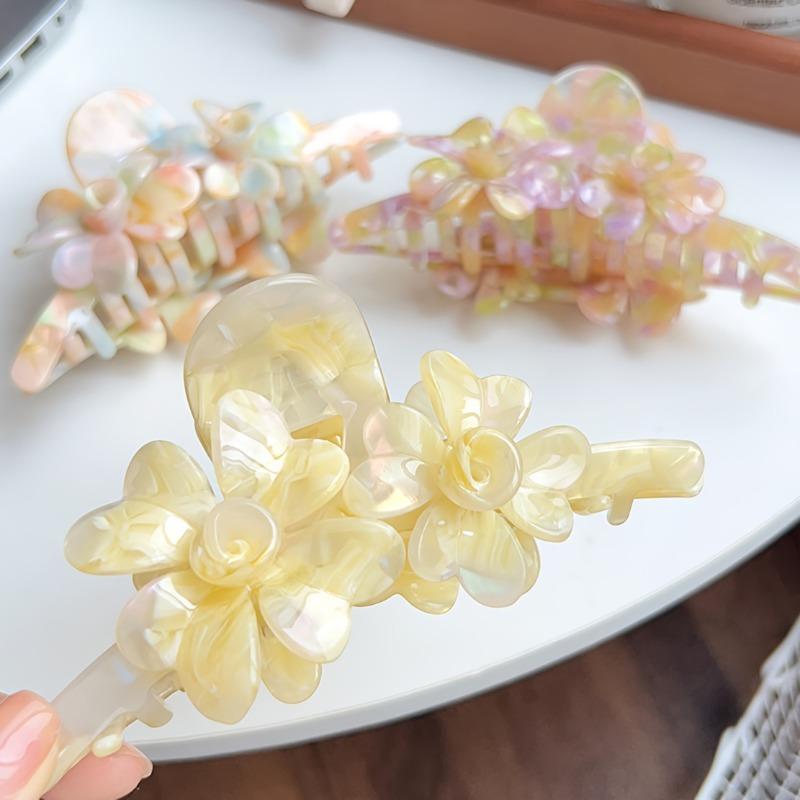 High-End Acetate Three-Dimensional Flower Claw Clips, Fresh Textured Large Hair Clips, Versatile Shark Clip Hair Accessories for Women