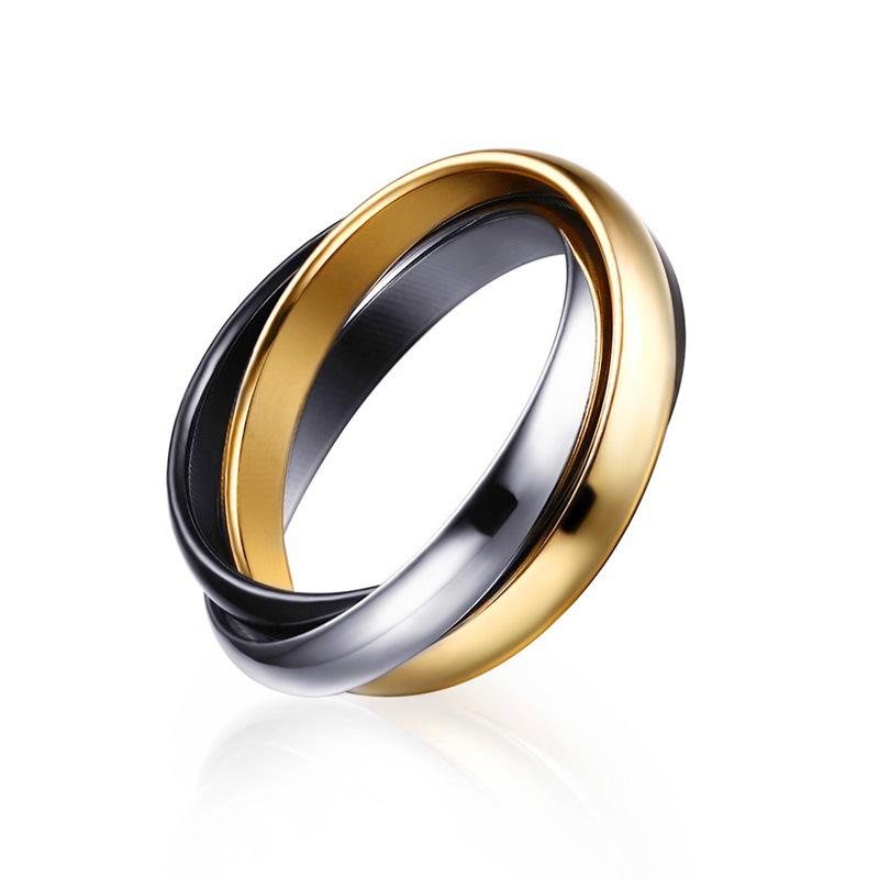 Tri-Color Titanium Steel Fashion Ring Set for Women - R-054
