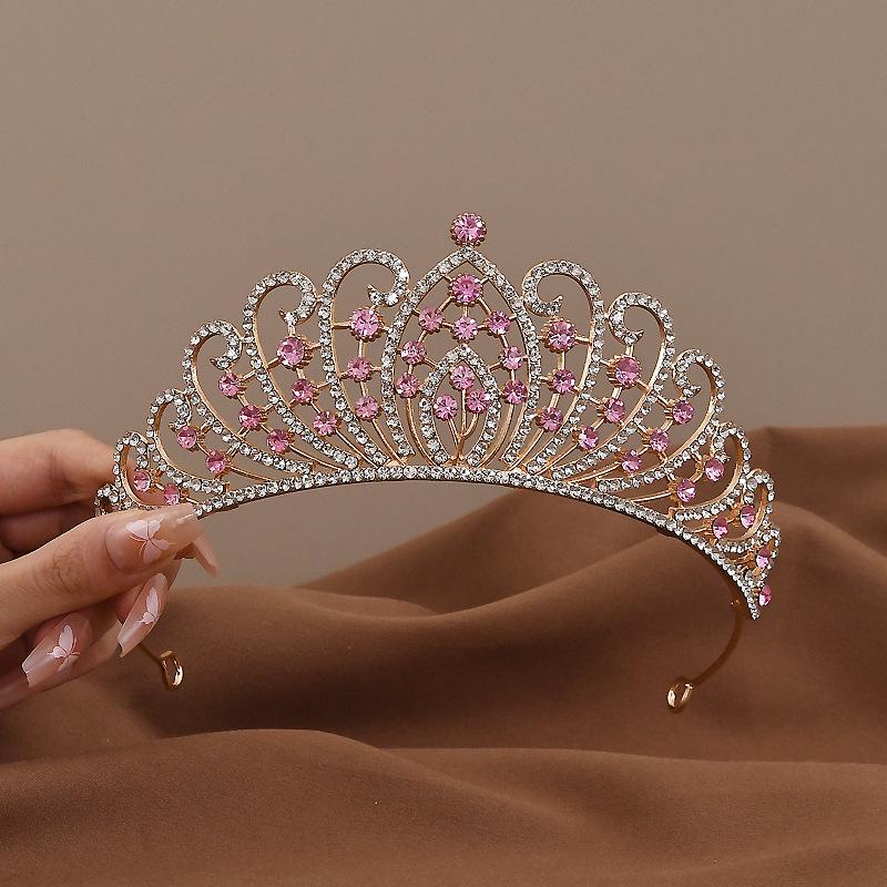 Rhinestone Alloy Crown Headwear for Weddings & Birthdays - Korean Style