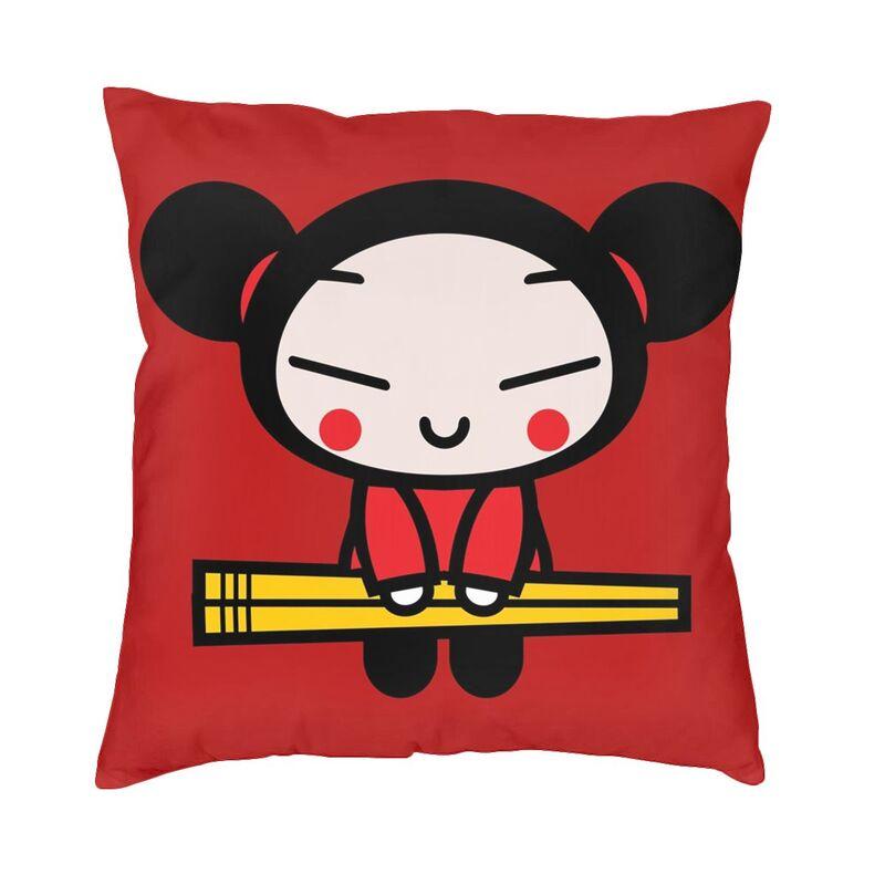 Pucca Modern Throw Pillow Cover Home Decorative Cartoon Character Cushion Case Double-Sided Printing Outdoor Cushion Pillowcases