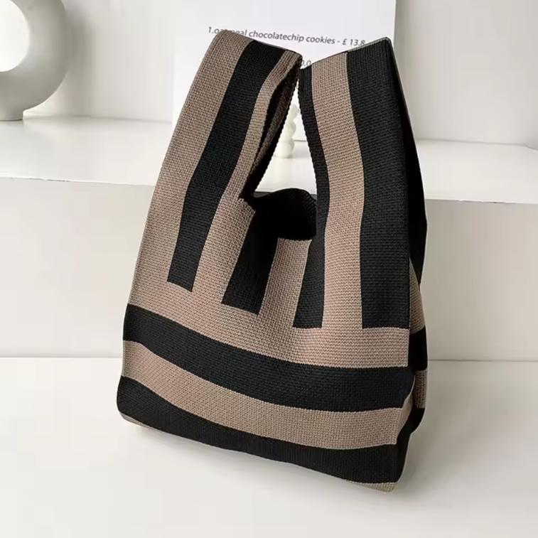 

Casual Flower Knot Heart Wrist Bag Knit Handbag Shopping Bags Tote Bag