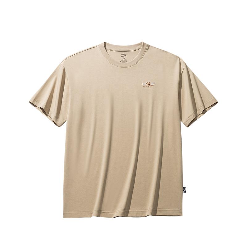 

Anta Comfortable Casual Simple Letter Round Neck Breathable Loose Drop Shoulder Short Sleeve T-Shirt Unisex Tops Cheese Khaki 972528120-3 M