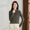 Simple Commuting Mid Seam Semi High Neck Base Shirt