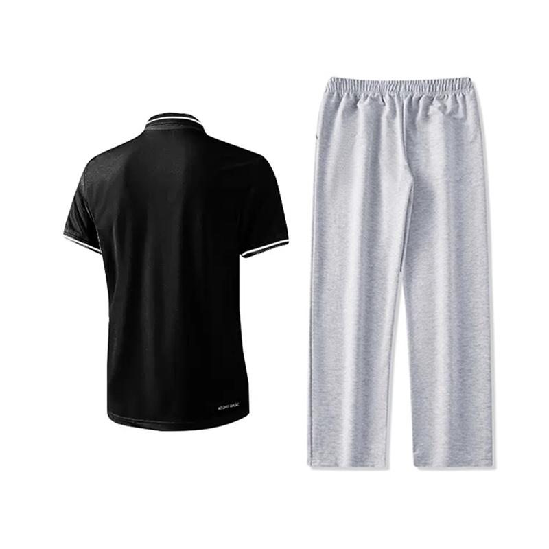 Li-Ning Minimalist Solid Color Quick-Dry Sweat-Wicking Breathable Comfortable Versatile Polo Shirt Short Sleeve Casual Sports Set YPLV047-3+AKLU881-2