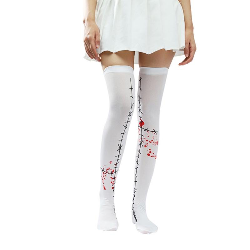 Over Knee Thigh Socks Halloween Thigh High Stockings Novelty Hosiery Printed Long Stockings for Womens Girls Gifts