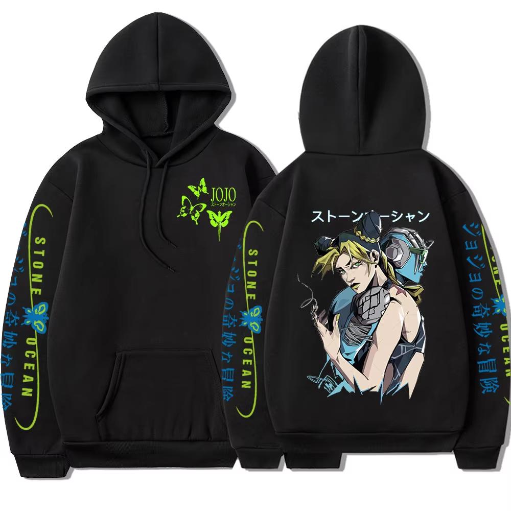 Anime JoJo Bizarre Adventure Stone Ocean Hoodie Jolyne Cujoh Print Hooded Men Women Hoodies Harajuku Streetwear Male Sweatshirt