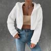 Veste Sweat à Capuche à Manches Courtes Couleur Unie Décontractée Mode Femme