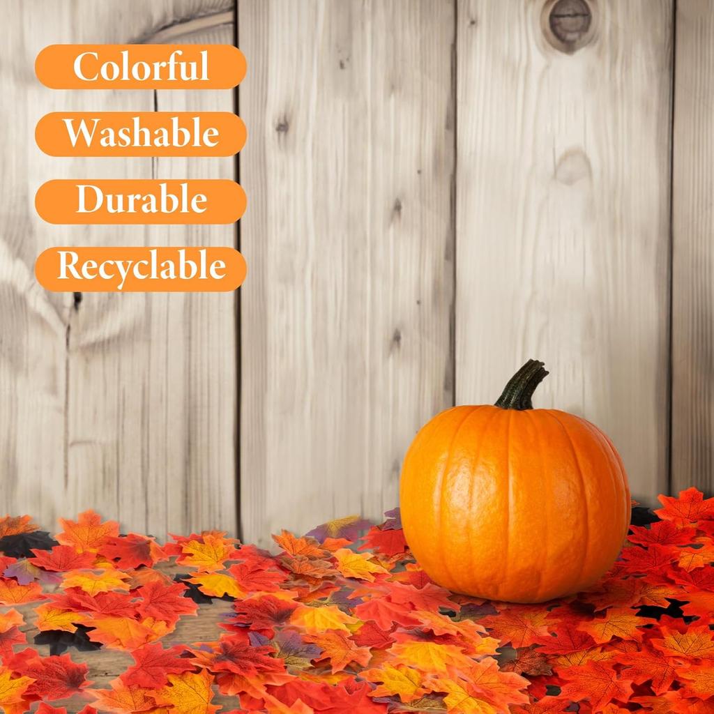 MAQIHAN 350PCS Fall Maple Leaves - Autumn Fall Maple Leaf Garland hojas de otoño para decorar Foliage Artificial Table Decoration Faux Fake Loose