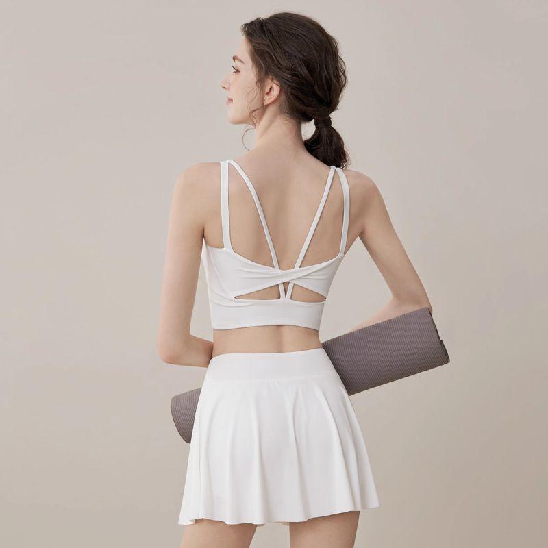 

Одежда для йоги Топы-майки Женские С перекрещенной спиной Без спины Чистое желание Ветер Красота спины Сексуальный Летний Бег Фитнес Верхняя одежда Бюстгальтер Женский Ivory White [including chest pad]] XL