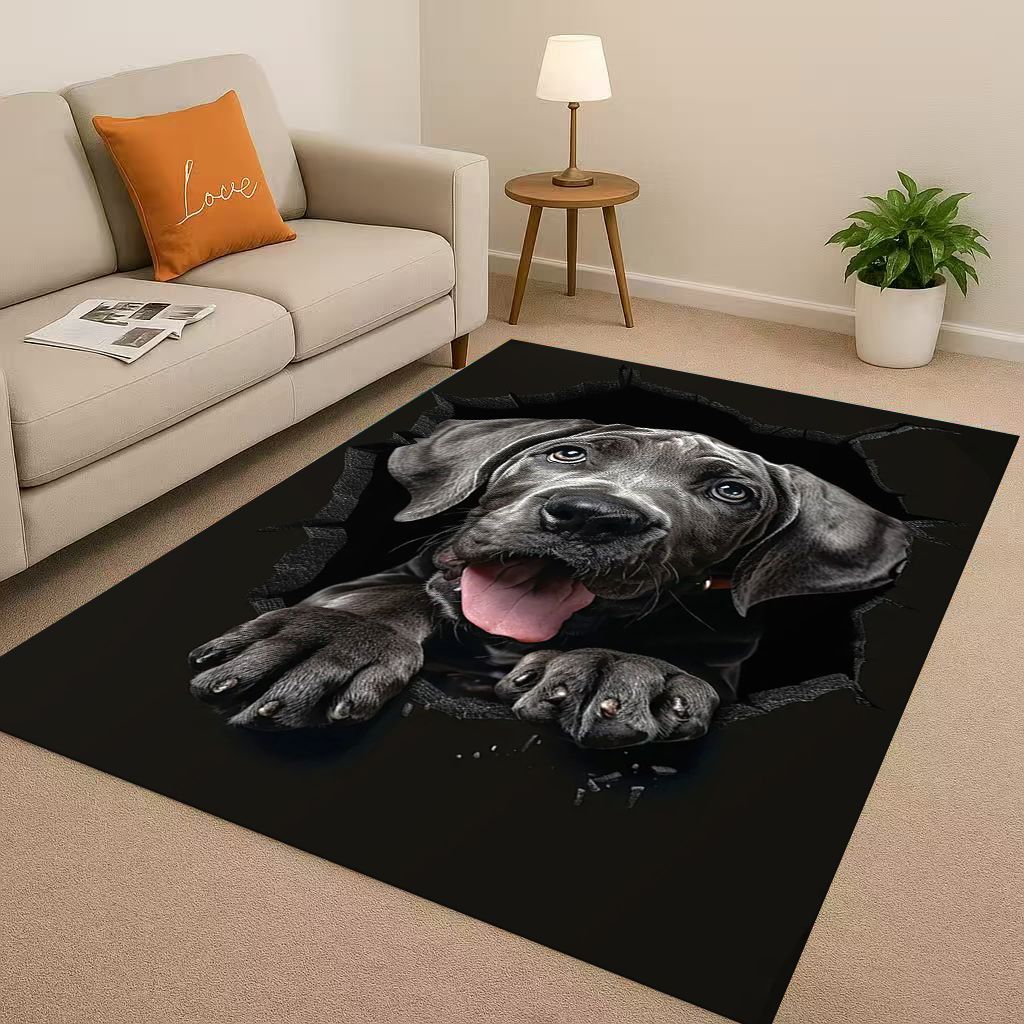 27 Stil Durchbrechende Wand 3D-Illusion Hund Welpe Wohnzimmer Rutschfester Teppich für Schlafzimmer Spielzimmer Sofa, Heimdekoration Fußmatte