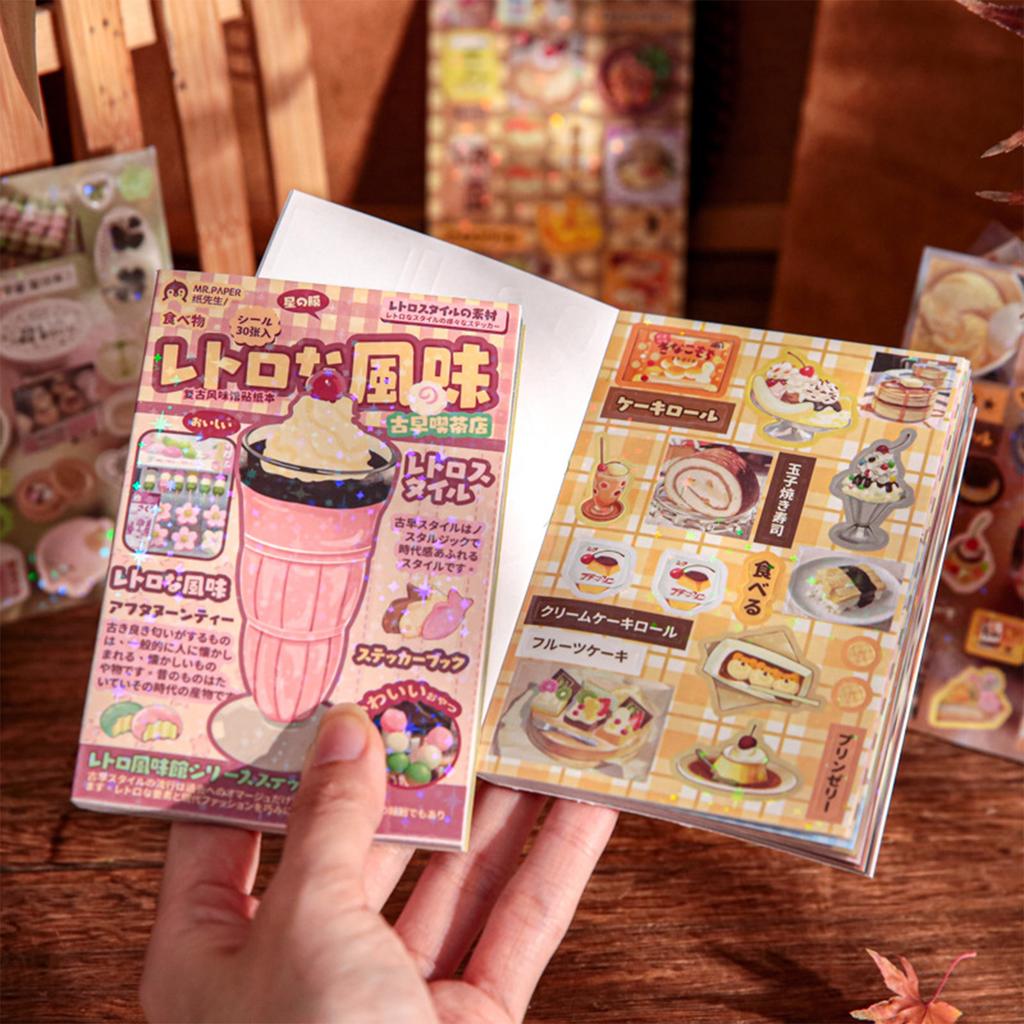 Vintage Japanese Sticker Book Aesthetic Scrapbook Decoration Dessert Food Cake Stationery Stickers for Journal Planner DIY